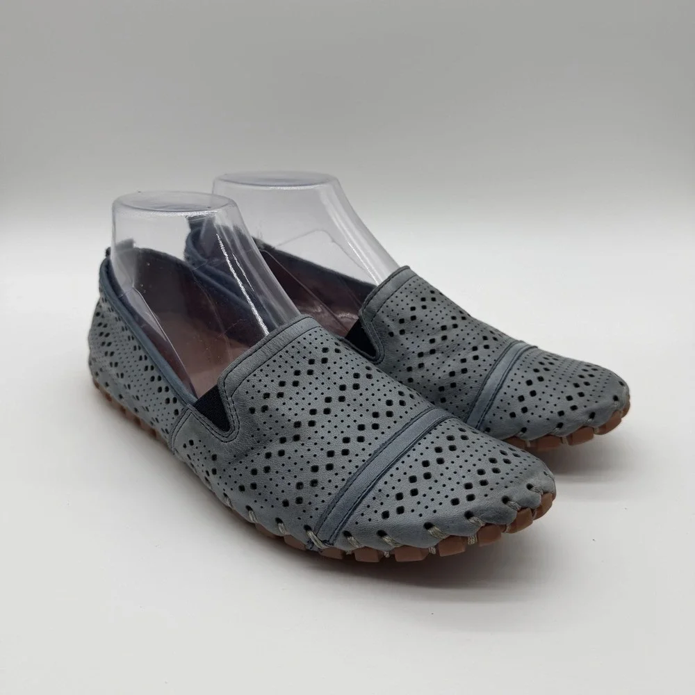Spring Step Fusaro Leather Slip-On Comfort Shoes Eyelets Blue EU 39 / US 8.5